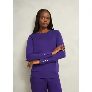 Hobbs London Purple Penny Merino Wool Crew Neck Knitted Jumper